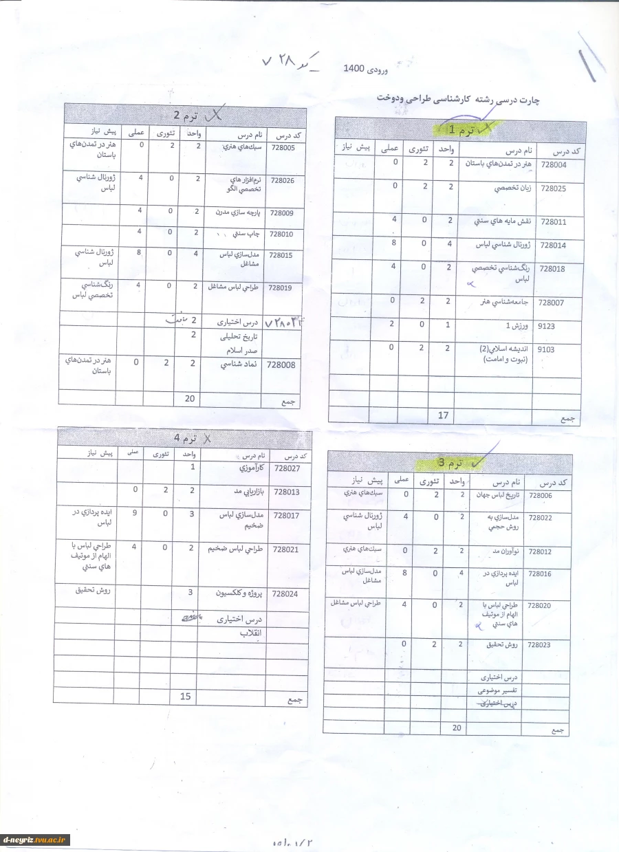 جدول زمانبندی انتحاب واحد نیمسال دوم سال تحصیلی 1402-1401 7