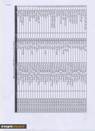 تاریخ برگزاری امتحانات پایان ترم نیمسال اول 1405-1404 - برنامه امتحانات تئوری