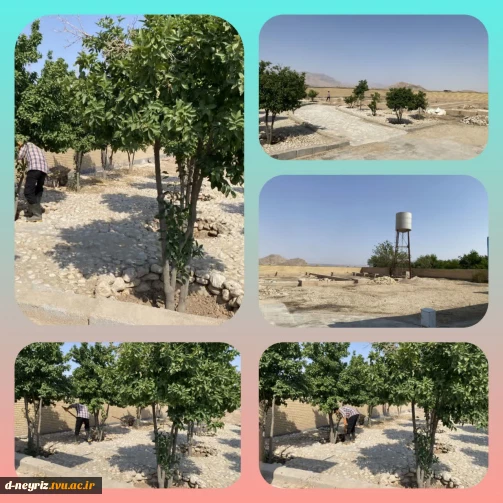 پاکسازی محوطه آموزشکده دختران نی ریز توسط نیروی خدماتی آموزشکده